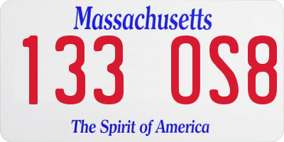 MA license plate 133OS8