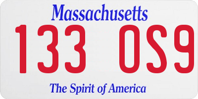 MA license plate 133OS9