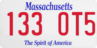MA license plate 133OT5