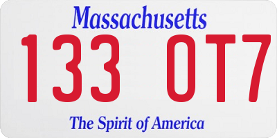 MA license plate 133OT7