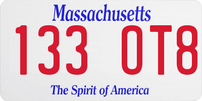 MA license plate 133OT8