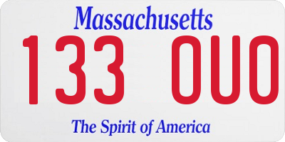 MA license plate 133OU0