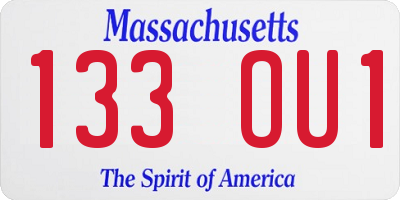 MA license plate 133OU1