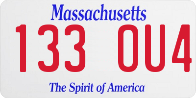MA license plate 133OU4