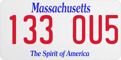 MA license plate 133OU5