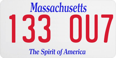 MA license plate 133OU7
