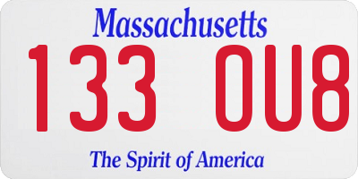 MA license plate 133OU8