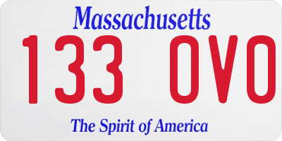 MA license plate 133OV0