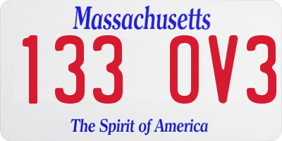 MA license plate 133OV3