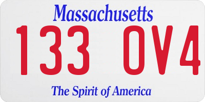MA license plate 133OV4