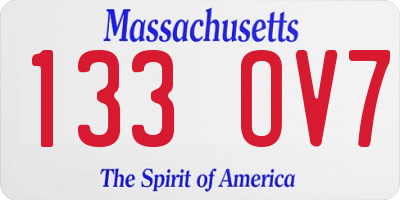 MA license plate 133OV7