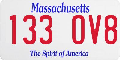 MA license plate 133OV8