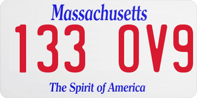MA license plate 133OV9
