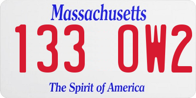 MA license plate 133OW2