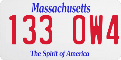 MA license plate 133OW4