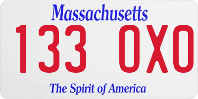 MA license plate 133OX0