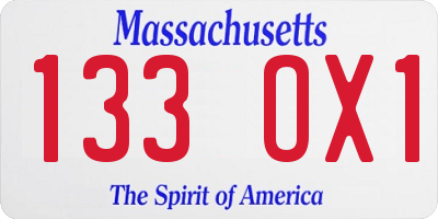 MA license plate 133OX1