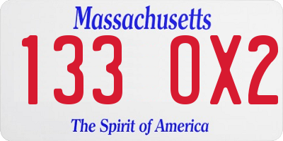 MA license plate 133OX2