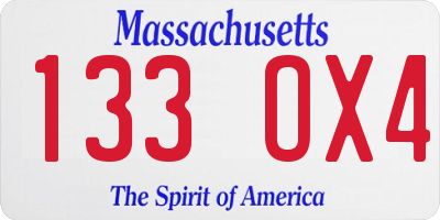 MA license plate 133OX4