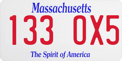 MA license plate 133OX5