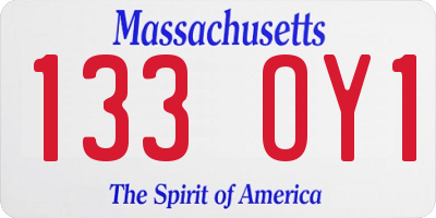 MA license plate 133OY1