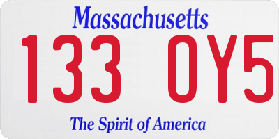 MA license plate 133OY5