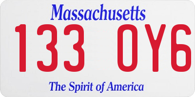 MA license plate 133OY6