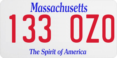 MA license plate 133OZ0