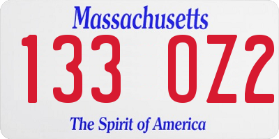 MA license plate 133OZ2