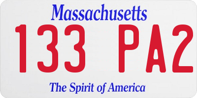 MA license plate 133PA2