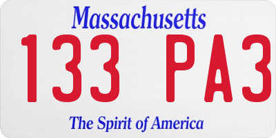 MA license plate 133PA3