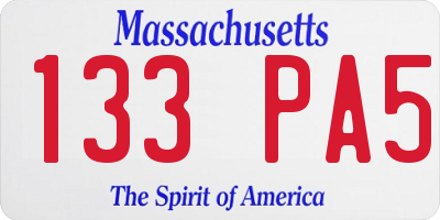 MA license plate 133PA5