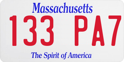 MA license plate 133PA7