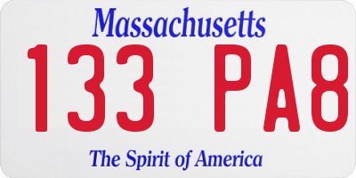 MA license plate 133PA8