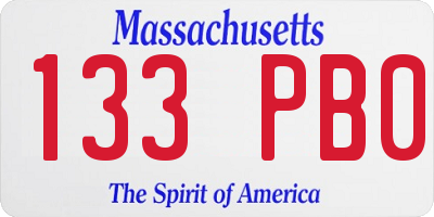MA license plate 133PB0