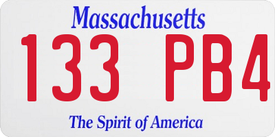 MA license plate 133PB4