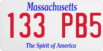 MA license plate 133PB5