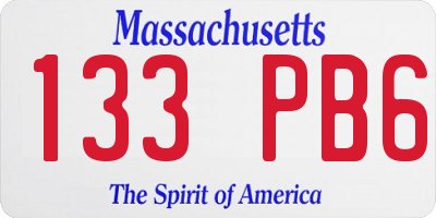 MA license plate 133PB6