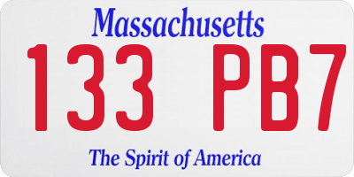 MA license plate 133PB7