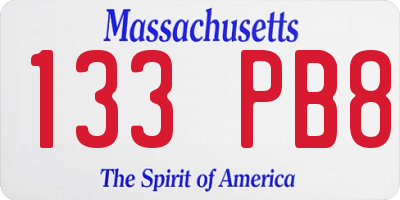 MA license plate 133PB8