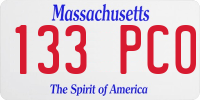 MA license plate 133PC0