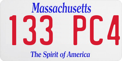 MA license plate 133PC4