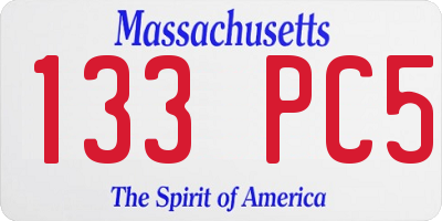 MA license plate 133PC5