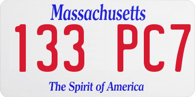 MA license plate 133PC7
