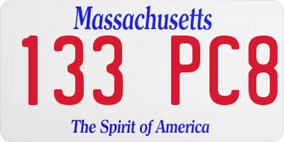 MA license plate 133PC8