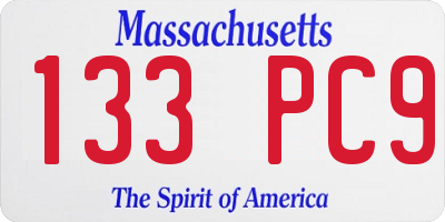 MA license plate 133PC9