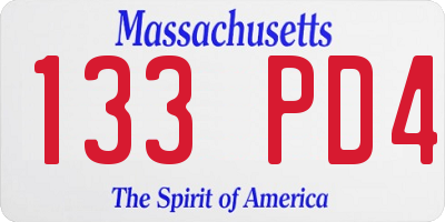 MA license plate 133PD4