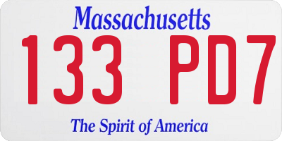 MA license plate 133PD7