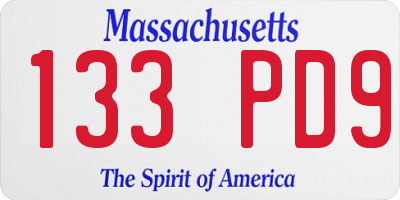 MA license plate 133PD9