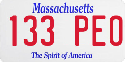 MA license plate 133PE0